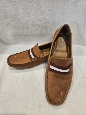 Leather Slip-On Loafers with Burgundy & White Accent 13 Men's